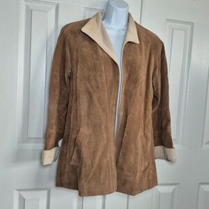 Vintage Jordache brown tan leather suede jacket women's